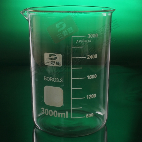 三爱思玻璃烧杯3000ml 耐高温厚壁高硼硅低型烧杯
