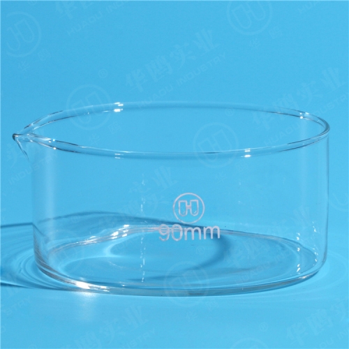 华鸥结晶皿150mm高透明加厚高硼硅出口级玻璃结晶皿150MM具嘴平皿